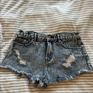 Forever 21 Light Blue Ripped Jean Shorts